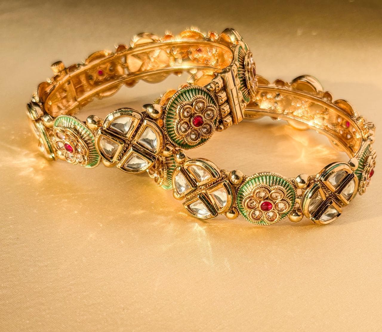 Matte Ruby Floral Bangle